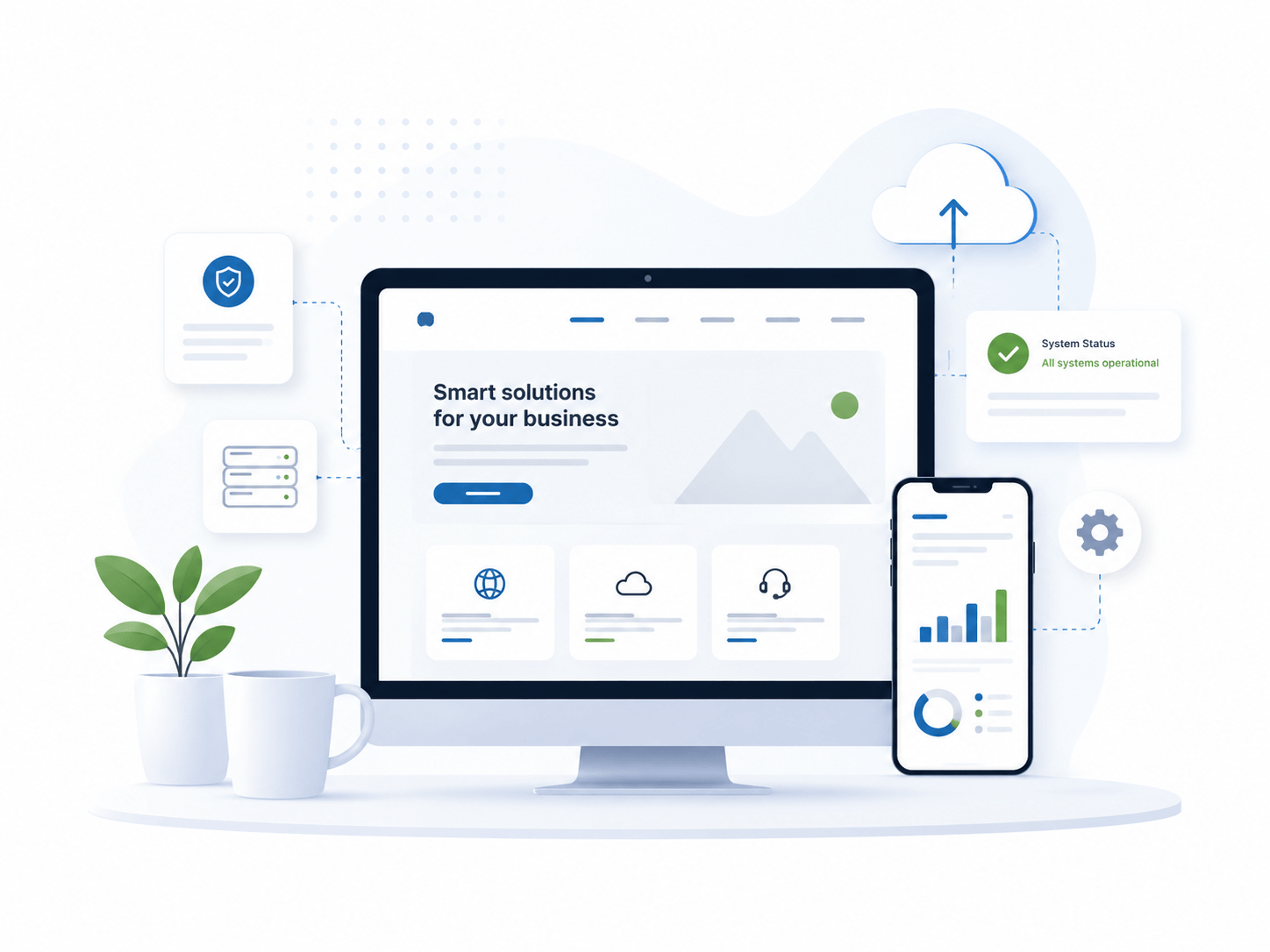 Illustration of website and technology services